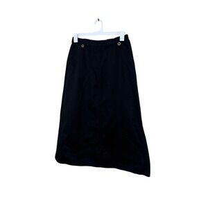 Real Comfort by Chadwick's Black Cotton Asymmetrical‎ Maxi Skirt Womens 10